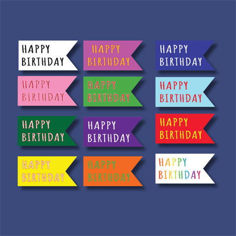 Set que giấy-HPBD cờ sắc màu 24 que