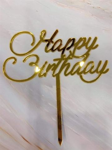 Topper mica HPBD uốn kiểu số 3 vàng