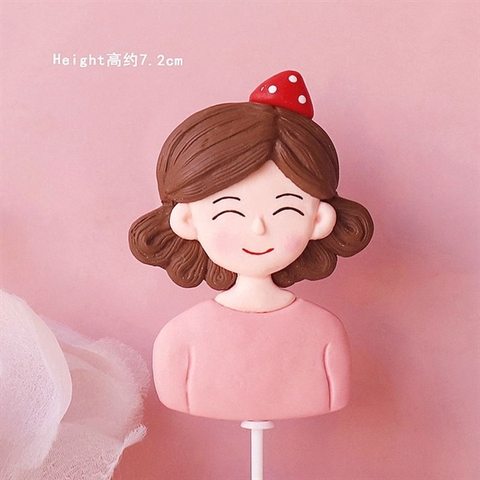 Que kute slc MẸ ÁO HỒNG đội mũ chấm bi