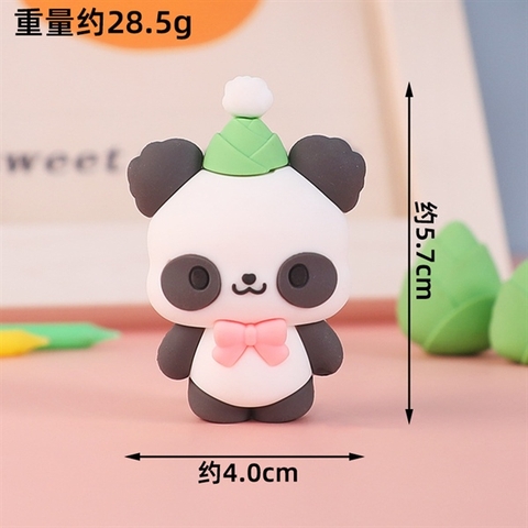 Kute siêu cấp GẤU PANDA đứng nơ hồng MŨ XANH 4*5.7CM