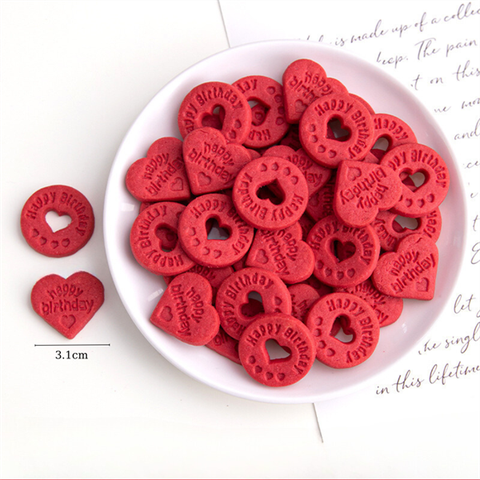 Bánh quy mix hình TIM + TRÒN màu ĐỎ gói 180g