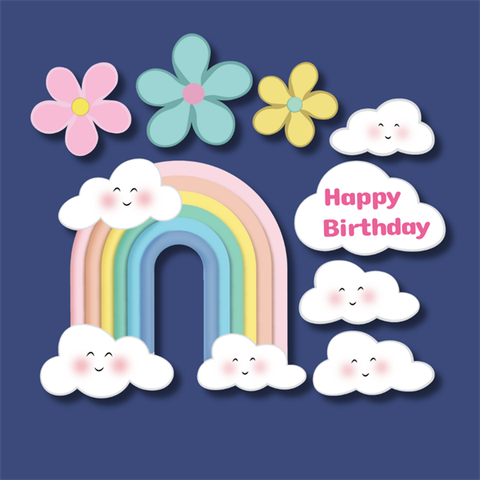 Set que giấy Cầu vồng+ mây cười+hoa(combo 2)