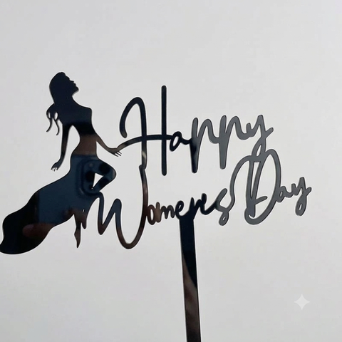 Topper mica 2024 Cô gái + Happy Women's day ĐEN M1