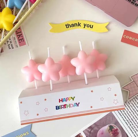 Set 5 Nến sao béo màu HỒNG