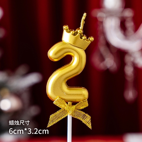 Set 10 nến số vương miện vàng số 2