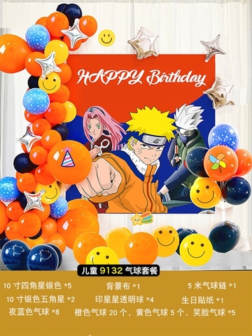 Set BÓNG bay + Bóng Chữ HPBD+ PHỤ KIỆN NARUTO mã 9132