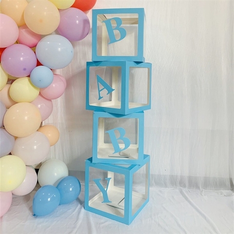 Hộp chữ trong decor tiệc - BABY xanh