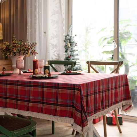 Vải giáng sinh kẻ đỏ 90*90cm