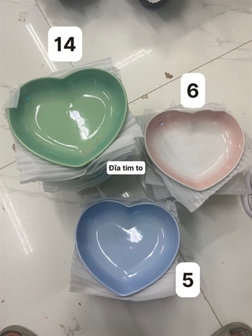 Đĩa tim LC màu hồng trắng size 16.5cm