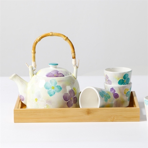 Set Ấm trà cao cấp (1 ấm 4 chén) màu xanh