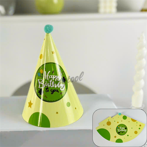 Mũ sinh nhật giấy bông chóp XANH LÁ (SET 10C)
