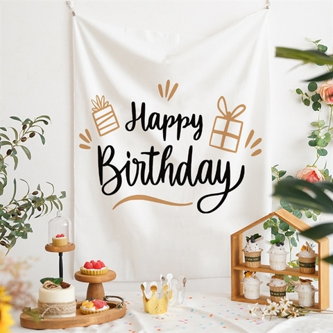 Phông Birthday nền trắng hoạ tiết 150x130cm - mẫu 5