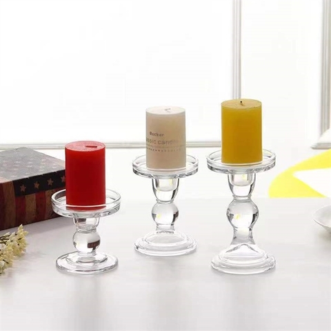 Chân nến thủy tinh trơn size nhỏ 8.5*8.5cm