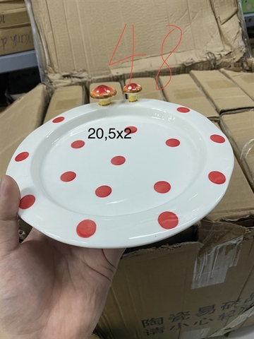 A172a Đĩa nấm chấm đỏ 20.5*2cm