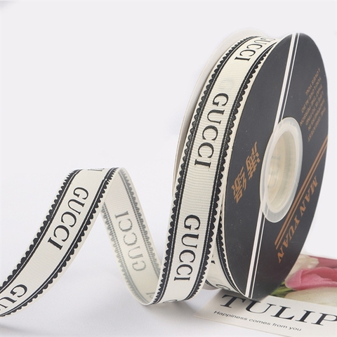 RB GUCCI màu NGÀ CHỮ ĐEN 2CM*40m