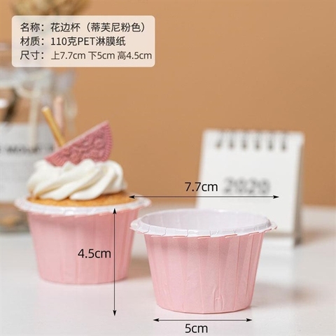 Lót cupcake giấy HỒNG miệng rộng (lốc 100)