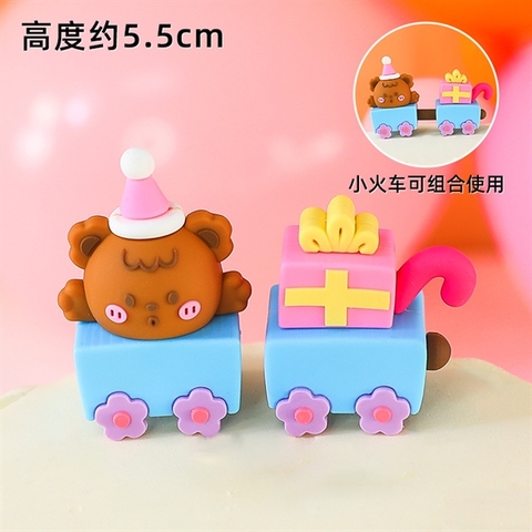 Kute gấu nâu đoàn tàu xanh + hộp quà