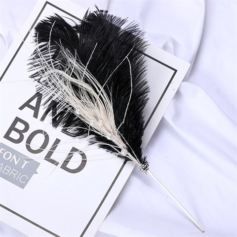 Que cắm lông vũ ngọc trai đen NHỎ