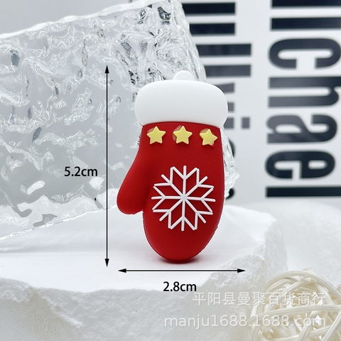 Mc - Kute găng tay đỏ in bông tuyết 5cm