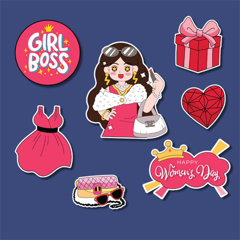 Set que giấy PN GIRL BOSS - ĐỎ phụ kiện (COMBO2)