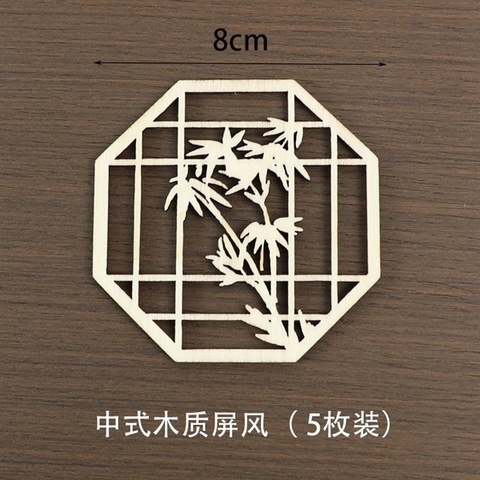 Set 5 khung gỗ DC đa giác size TO họa tiết lá TRÚC