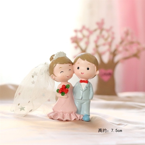 Trang trí cô dâu chú rể HỒNG XANH-sứ