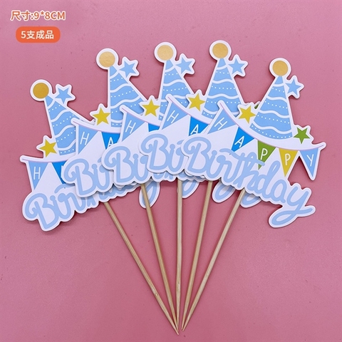 Que cắm SET 5 QUE hpbd-dải cờ + mũ dài + sao XANH