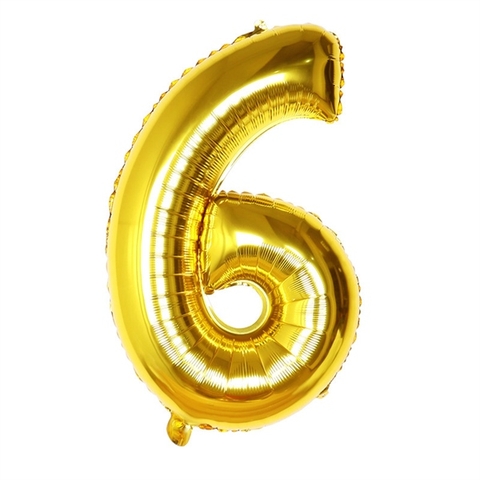 Trang trí Bóng SỐ 6 VÀNG 40cm