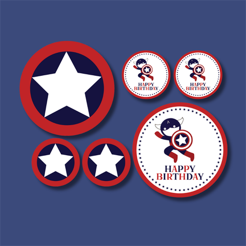 Set que giấy HPBD tròn Captain (Combo 2)