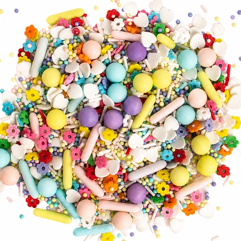 Cốm mix tròn, tim, que sợi dẹt sắc màu pastel 100g