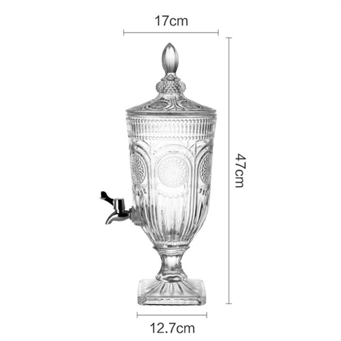 Bình thuỷ tinh vân nổi có vòi decor tiệc 3L
