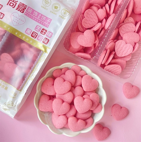 Bánh quy tim trơn HỒNG 180g