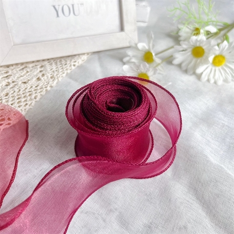 Rb voan 4cm*10m không lõi màu ĐỎ ĐÔ