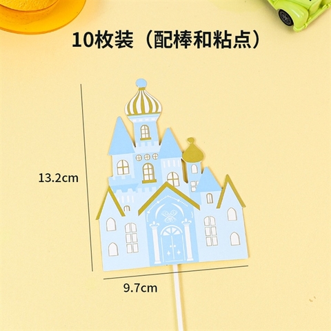 Set 10 que cắm lâu đài giấy XANH mã mới