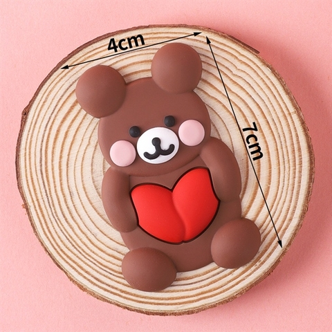 Kute GẤU NÂU NGỒI ôm tim NHỰA DẺO