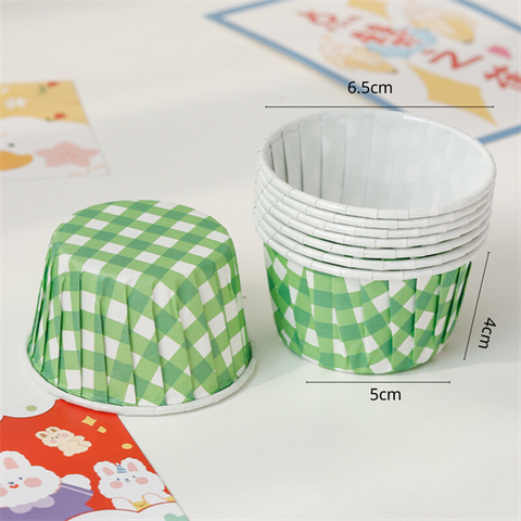 Set cốc cupcake giấy KẺ XANH LÁ lốc 100c