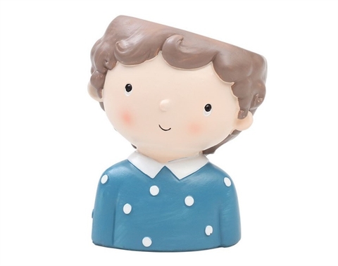 Tượng gđ- bé trai áo xanh chấm bi 10*8cm (W2)