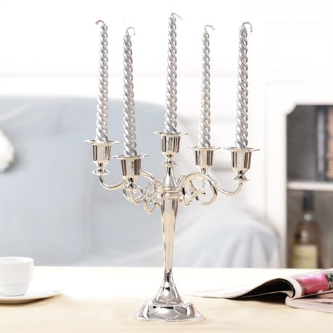 Chân nến bạc 5 đế cao 27cm