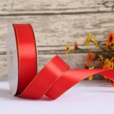 RB kim tuyến ĐỎ TƯƠI viền kim vàng (2cm) 22M-A