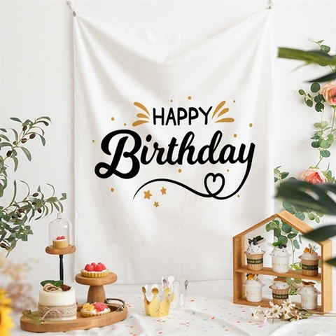 Phông Birthday nền trắng hoạ tiết 150x130cm - mẫu 3