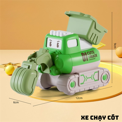 Đồ chơi XE XÚC màu XANH LÁ nhựa đẹp CHẠY CÓT