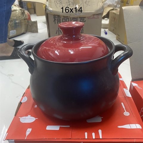 Nồi lẻ 28 đen nắp đỏ KT 16*14cm