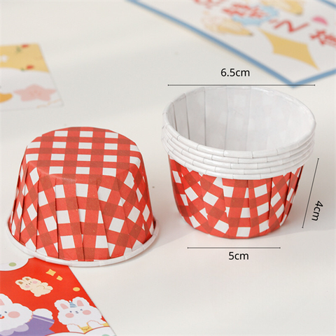 Set cốc cupcake giấy kẻ ĐỎ lốc 100c