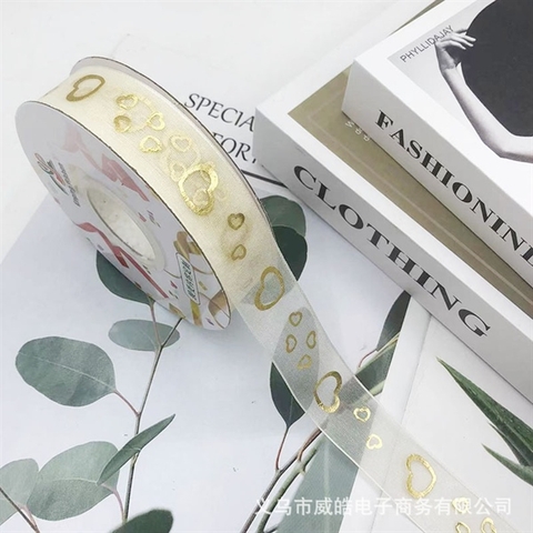 Rb VOAN màu NGÀ tim VÀNG to nhỏ 2.5cm-10m