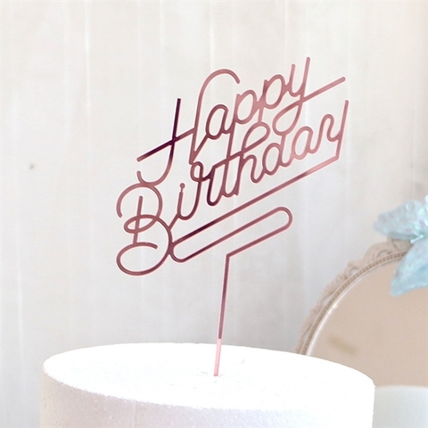 Topper mica HPBD 3 gạch chân HỒNG