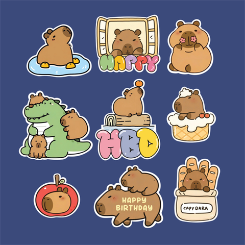 Set que giấy-Chuột lang nước CAPYBARA + cửa sổ HAPPY