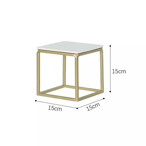Khay sứ khung đế hợp kim bày tiệc 15*15*15cm