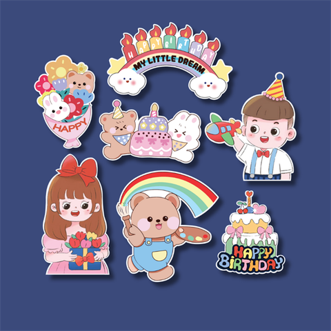 Set que giấy-Bé trai bé gái bánh sinh nhật (Combo 2)