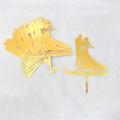 Topper mica Set 10 que CÔ DÂU, CHÚ RỂ VÀNG