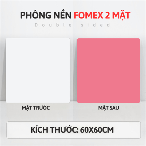 Tấm phông nền fomex hai mặt 60*60cm - HỒNG + TRẮNG